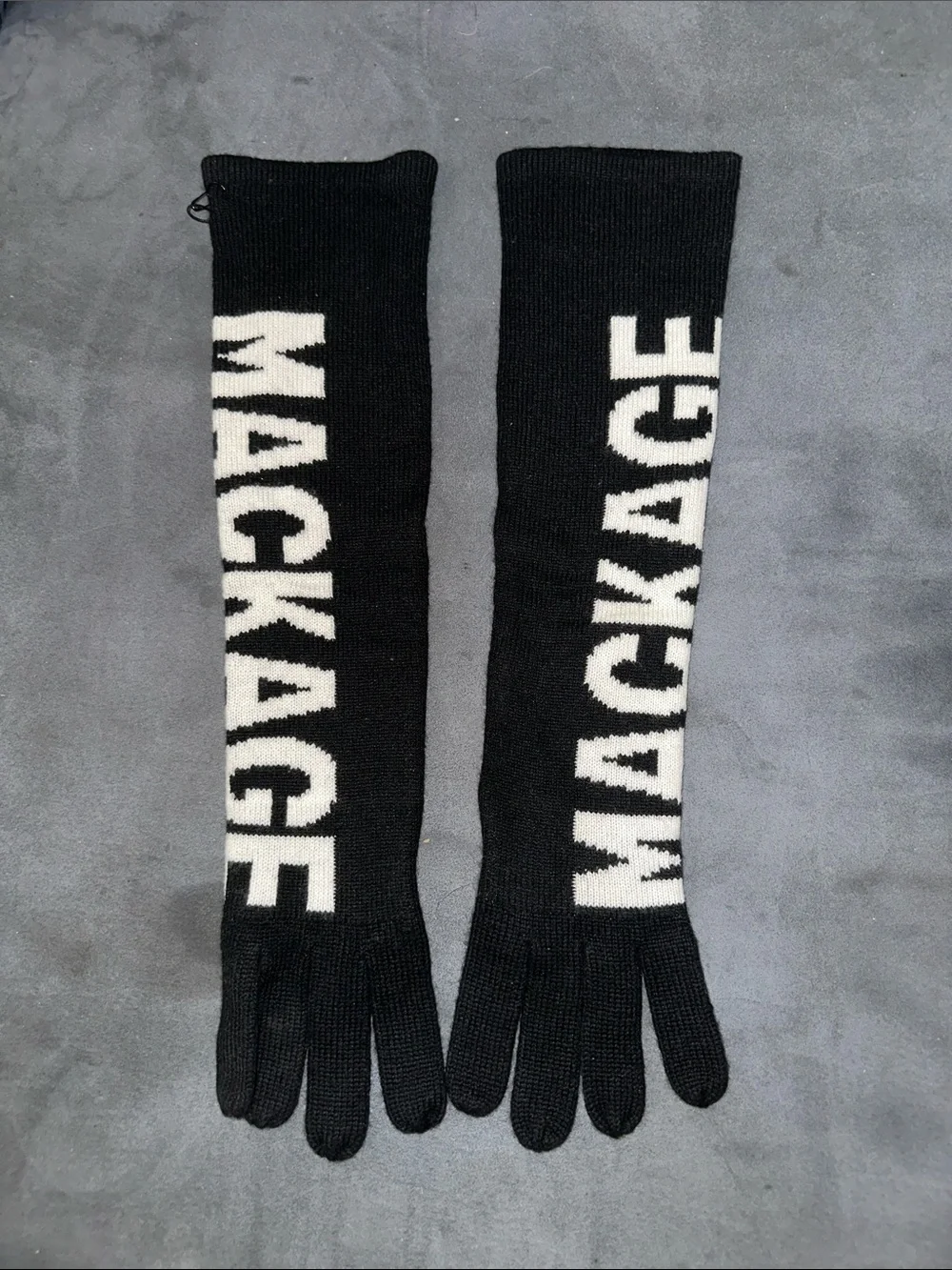 Mackage Black and White Logo Knit Gloves